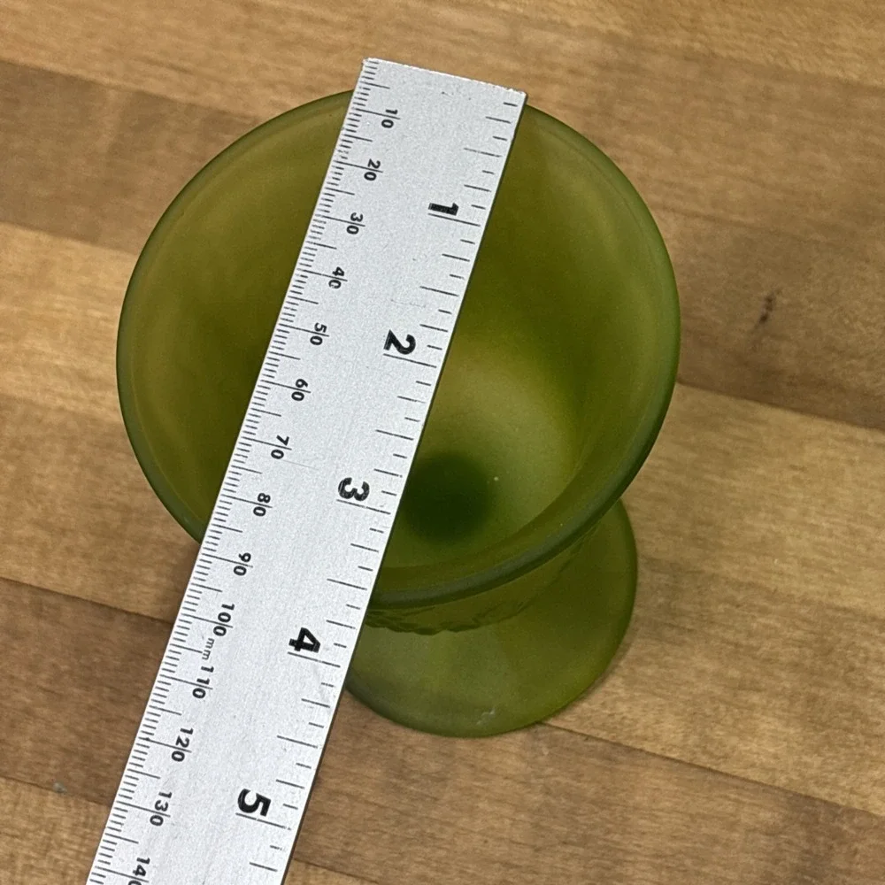 Vintage 1970s Indiana Glass Harvest Grape Green Satin Frosted Goblet Pedestal